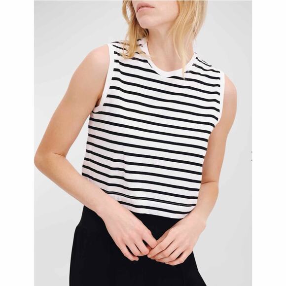 ATM Anthony Thomas Melillo Classic Jersey Stripe Sleeveless Cropped Medium Navy - Picture 1 of 11